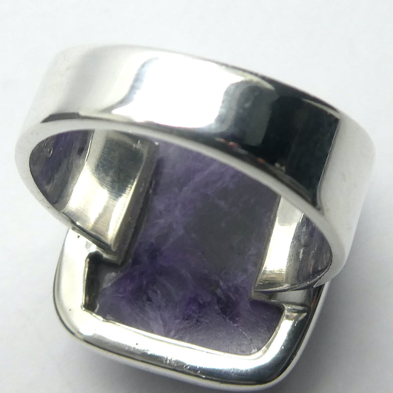 Charoite Ring Oval Cabochon | 925 Sterling silver | US Ring Size 7.25 | AU Size O | Awaken Spiritual Powers | Courage on the Path | Genuine Gemstones from Crystal Heart Melbourne Australia since 1986