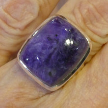 Load image into Gallery viewer, Charoite Ring Oval Cabochon | 925 Sterling silver | US Ring Size 7.25 | AU Size O | Awaken Spiritual Powers | Courage on the Path | Genuine Gemstones from Crystal Heart Melbourne Australia since 1986