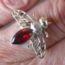 Load image into Gallery viewer, Bee Ring and Pendant with Faceted Garnet, 925 Sterling Silver