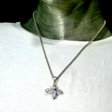 Load image into Gallery viewer, Bee Jewelry Pendant | 925 Sterling silver | Faceted Moonstone | Life Like | Wings in Flight | Creativity fertility Goddess wisdom power | Melissa | Merovingian | Genuine Gems from Crystal Heart Melbourne Australia since 1986