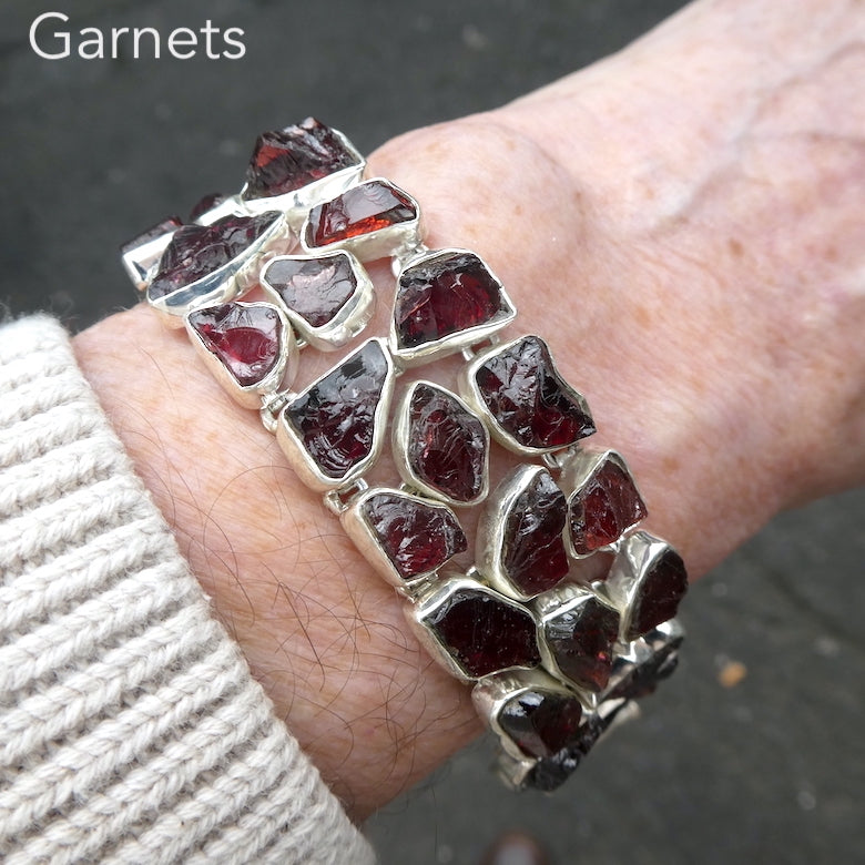 Garnet Bracelet for Women  Genuine TripleRow Red Garnet Jewelry  9   Jewelexcess