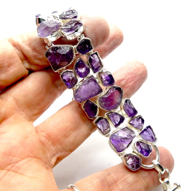 Amethyst Gemstone Bracelet | Raw Nuggets | Adustable length | Genuine Gemstones from Crystal Heart Melbourne Australia since 1986