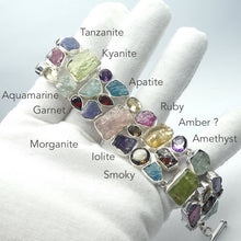 Load image into Gallery viewer, Gemstone Bracelet | Raw Nuggets | Amber |  Amethyst | Neon Blue Apatite | Aquamarine | Garnet | Iolite, Green Kyanite |  Morganite  Ruby | Smoky Quartz | Tanzanite | Vibrant Color | Excellent Quality | Adustable length | Genuine Gemstones from Crystal Heart Melbourne Australia since 1986