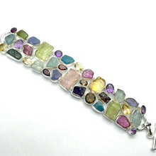 Load image into Gallery viewer, Gemstone Bracelet | Raw Nuggets | Amber |  Amethyst | Neon Blue Apatite | Aquamarine | Garnet | Iolite, Green Kyanite |  Morganite  Ruby | Smoky Quartz | Tanzanite | Vibrant Color | Excellent Quality | Adustable length | Genuine Gemstones from Crystal Heart Melbourne Australia since 1986