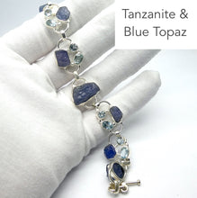 Load image into Gallery viewer, Tanzanite and Blue Topaz Bracelet | Raw gem quality nuggets | Adjustable length | Genuine Gemstones from Crystal Heart Melbourne Australia since 1986
