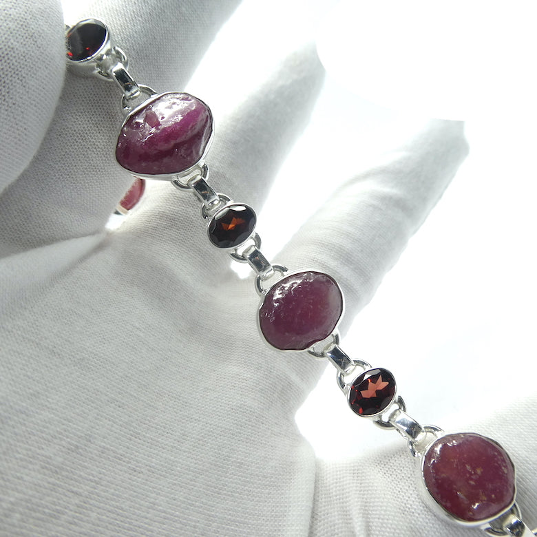 Ruby and Red Garnet Gemstone Bracelet | Raw Nuggets | Faceted Garnets | Vibrant Color | Excellent Quality | Adustable length | Genuine Gemstones from Crystal Heart Melbourne Australia since 1986