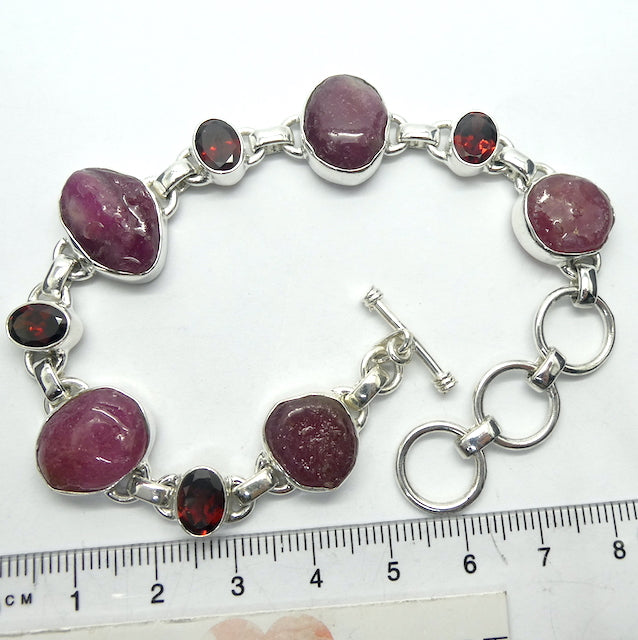 Ruby and Red Garnet Gemstone Bracelet | Raw Nuggets | Faceted Garnets | Vibrant Color | Excellent Quality | Adustable length | Genuine Gemstones from Crystal Heart Melbourne Australia since 1986