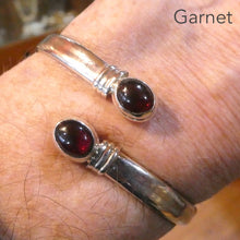 Load image into Gallery viewer, Garnet Gemstone Bracelet | Open Adjustable Bracelet Cuff Bangle style | Two oval cabochons | Heart Centred Energy | Genuine Gemstones from Crystal Heart Melbourne Australia since 1986