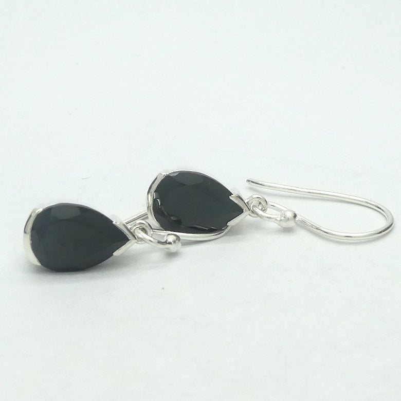 Black Tourmaline Earring | Faceted Teardrops | 925 Sterling Silver  | Empowers and unblocks the physical | protection from negative energies | Genuine Gems from Crystal Heart Melbourne Australia since 1986 