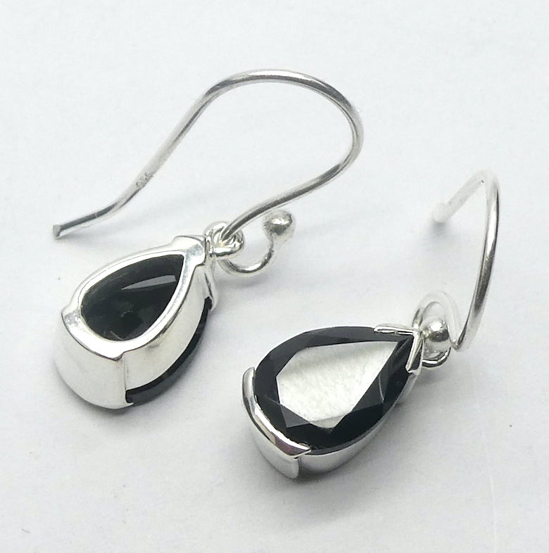 Black Tourmaline Earring | Faceted Teardrops | 925 Sterling Silver  | Empowers and unblocks the physical | protection from negative energies | Genuine Gems from Crystal Heart Melbourne Australia since 1986 