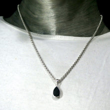 Load image into Gallery viewer, Black Tourmaline Pendant, Faceted Teardrop, 925 Sterling Silver