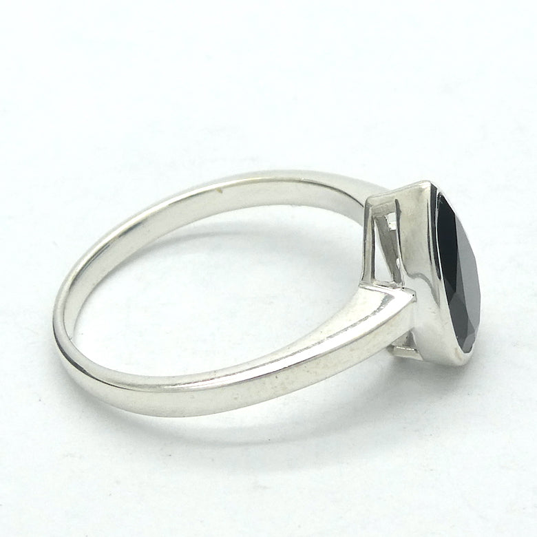 Black Tourmaline Ring | Faceted Teardrop | 925 Sterling Silver | US Ring Size 6,7,8 or 9 |  Empowers and unblocks the physical | protection from negative energies | Genuine Gems from Crystal Heart Melbourne Australia since 1986 