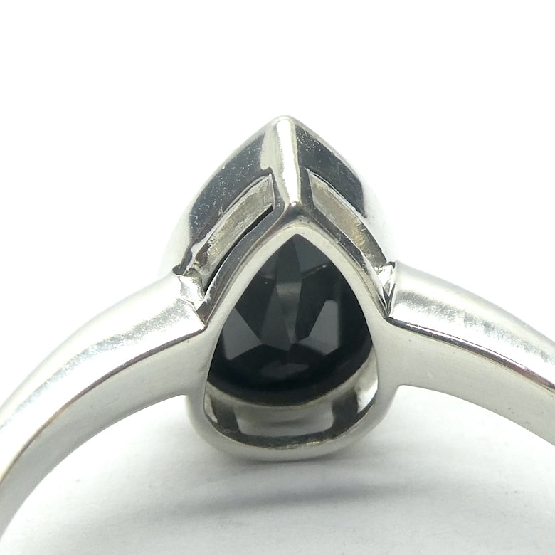 Black Tourmaline Ring | Faceted Teardrop | 925 Sterling Silver | US Ring Size 6,7,8 or 9 |  Empowers and unblocks the physical | protection from negative energies | Genuine Gems from Crystal Heart Melbourne Australia since 1986 