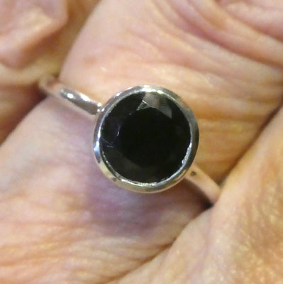 Black Tourmaline Ring | Faceted Round | 925 Sterling Silver | US Ring Size 6,7,8 or 9 |  Empowers and unblocks the physical | protection from negative energies | Genuine Gems from Crystal Heart Melbourne Australia since 1986 