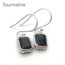 Load image into Gallery viewer, Black Tourmaline Earring | Faceted Octagons/ Emerald Cut | 925 Sterling Silver  | Empowers and unblocks the physical | protection from negative energies | Genuine Gems from Crystal Heart Melbourne Australia since 1986 