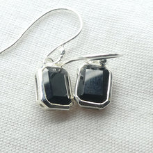 Load image into Gallery viewer, Black Tourmaline Earring | Faceted Octagons/ Emerald Cut | 925 Sterling Silver  | Empowers and unblocks the physical | protection from negative energies | Genuine Gems from Crystal Heart Melbourne Australia since 1986 
