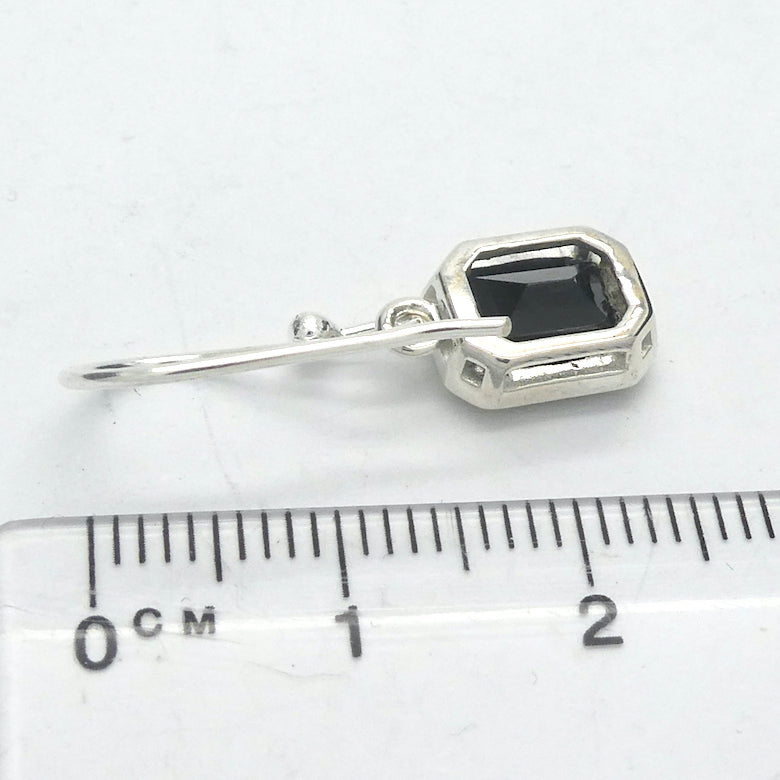 Black Tourmaline Earring | Faceted Octagons/ Emerald Cut | 925 Sterling Silver  | Empowers and unblocks the physical | protection from negative energies | Genuine Gems from Crystal Heart Melbourne Australia since 1986 