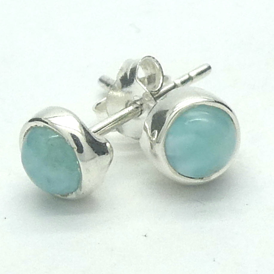 Stud Earring | Larimar | 6 mm round | 925 Sterling Silver | Genuine Gems from Crystal Heart Australia since 1986
