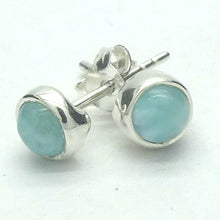 Load image into Gallery viewer, Stud Earring | Larimar | 6 mm round | 925 Sterling Silver | Genuine Gems from Crystal Heart Australia since 1986