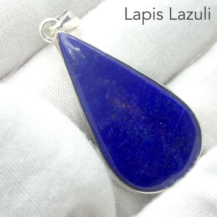 Lapis Lazuli Pendant, Teardrop Cabochon, 925 Sterling Silver