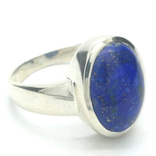 Load image into Gallery viewer, Lapis Lazuli Ring | Oval Cabochon | Perfect Blue Consistent Colour |  Golden flecks of Pyrites | Bezel Set | 925 Sterling Silver | Open Back | US Ring Size 5.5 | 7 | 8.5 | Messenger of the Gods | Meditation | Inner Truth | Genuine Gems from Crystal Heart Melbourne Australia since 1986