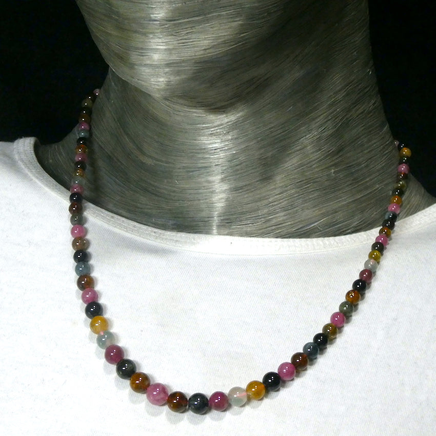 Beaded Tourmaline Necklace | Gem Quality Beads | Pink, Gold, Green and Blue | 925 Sterling Silver Findings | 48 cm | Bright and Joyful | Genuine Gems from Crystal Heart Melbourne Australia since 1986