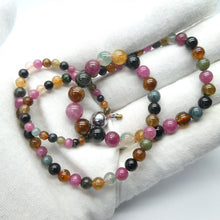 Load image into Gallery viewer, Beaded Tourmaline Necklace | Gem Quality Beads | Pink, Gold, Green and Blue | 925 Sterling Silver Findings | 48 cm | Bright and Joyful | Genuine Gems from Crystal Heart Melbourne Australia since 1986