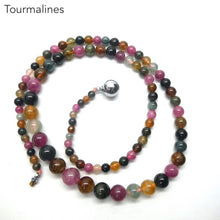 Load image into Gallery viewer, Beaded Tourmaline Necklace | Gem Quality Beads | Pink, Gold, Green and Blue | 925 Sterling Silver Findings | 48 cm | Bright and Joyful | Genuine Gems from Crystal Heart Melbourne Australia since 1986