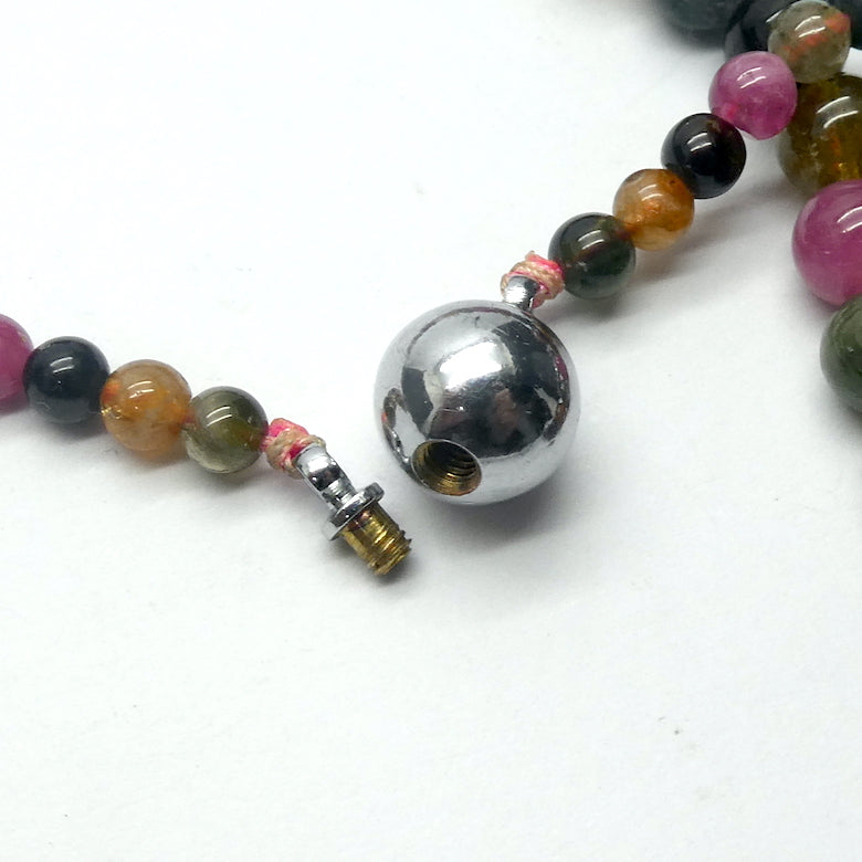 Beaded Tourmaline Necklace | Gem Quality Beads | Pink, Gold, Green and Blue | 925 Sterling Silver Findings | 48 cm | Bright and Joyful | Genuine Gems from Crystal Heart Melbourne Australia since 1986