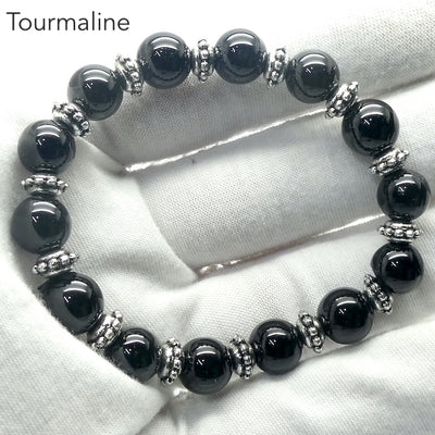 Black Tourmaline Stretch Bracelet | 10 mm beads | Highly Polished | Beautiful and powerful evolution | Protection | Genuine gems from Crystal Heart Melbourne Australia since 1986