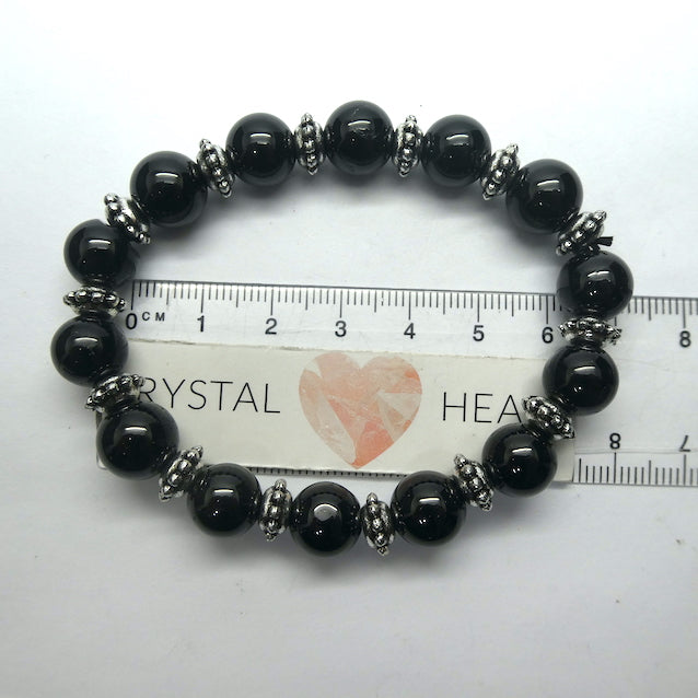 Black Tourmaline Stretch Bracelet | 10 mm beads | Highly Polished | Beautiful and powerful evolution | Protection | Genuine gems from Crystal Heart Melbourne Australia since 1986