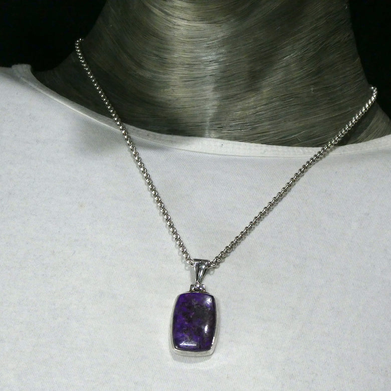 Sugilite Pendant | Rich Purple Oblong Cabochon | 925 Sterling Silver | Genuine S. African Natural Stone | Activate Spiritual Vision | Genuine Gems from Crystal Heart Melbourne Australia since 1986 | AKA Allura or Royal Azel