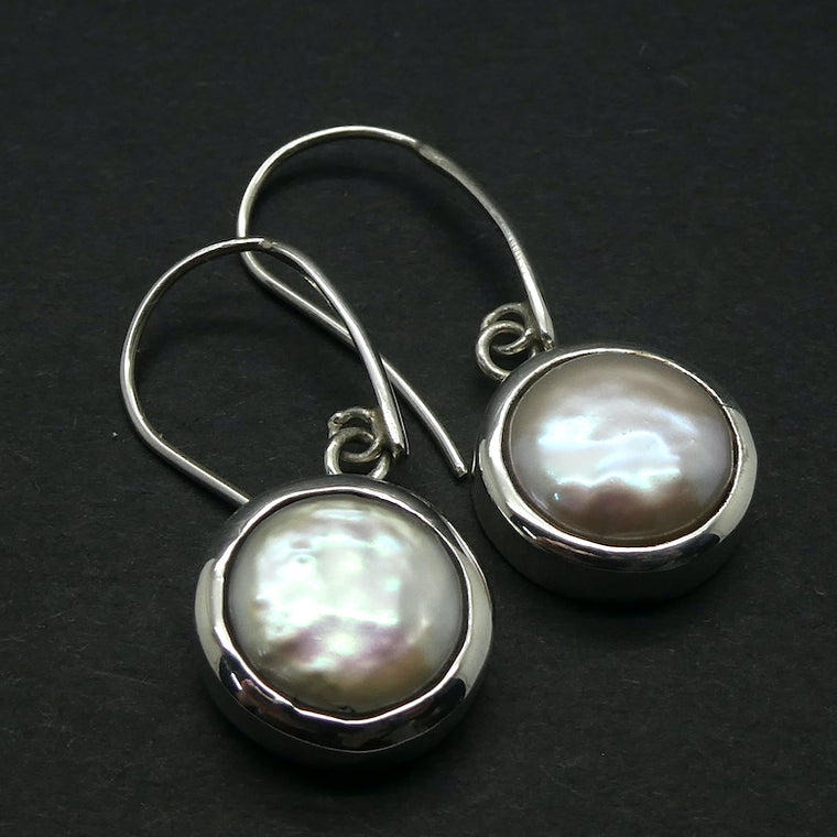 Pearl Earring, Baroque Buttons, 925 Sterling Silver