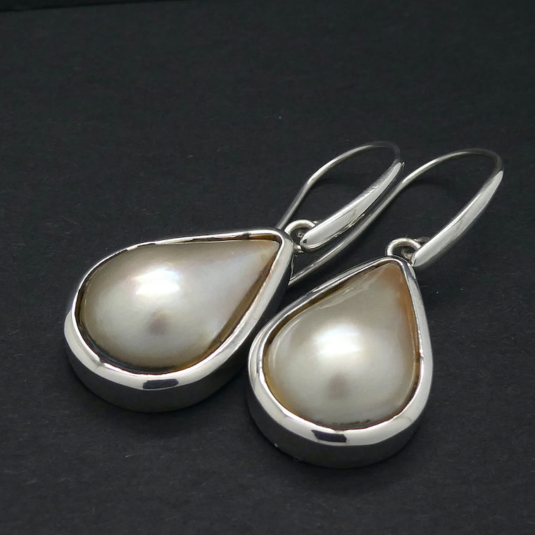 Pearl Earring, Mabe Teardrops, 925 Sterling Silver