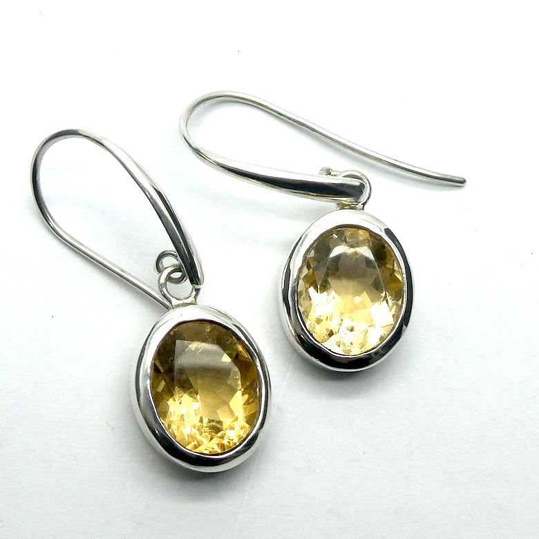 Citrine Earrings | Faceted Ovals | 925 Sterling Silver | Simple Quallity Setting  | Custom Hooks  | Open Backs | Genuine Gems from Crystal Heart Australia since 1986