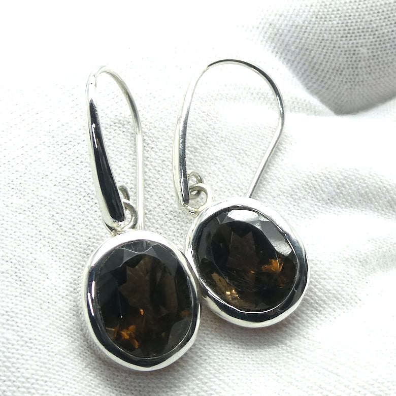 Smoky Quartz Earrings | Faceted Ovals | 925 Sterling Silver | Grounding | Emotionally Healing | Spiritual Empowerment | Genuine Gems from Crystal Heart Melbourne Australia since 1986 | Aka Cairngorm Stone or Morion