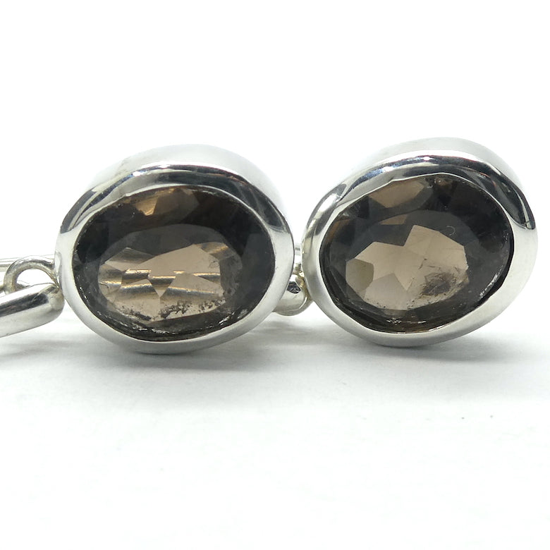 Smoky Quartz Earrings | Faceted Ovals | 925 Sterling Silver | Grounding | Emotionally Healing | Spiritual Empowerment | Genuine Gems from Crystal Heart Melbourne Australia since 1986 | Aka Cairngorm Stone or Morion