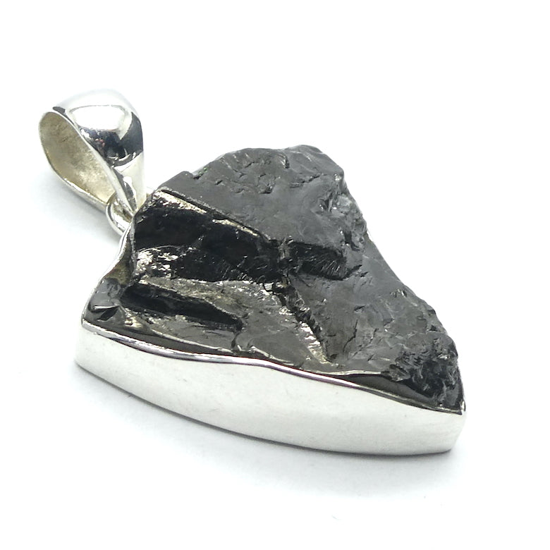Noble Shungite Pendant | Raw Unpolished Triangle | Trilliant | 925 Sterling Silver | Major Healing Stone | Fullerenes and Buckyballs | Purify Water | Channel Calm Healing Universal Energy | Protect from EMFs | Genuine Gems from Crystal Heart Melbourne Australia since 1986