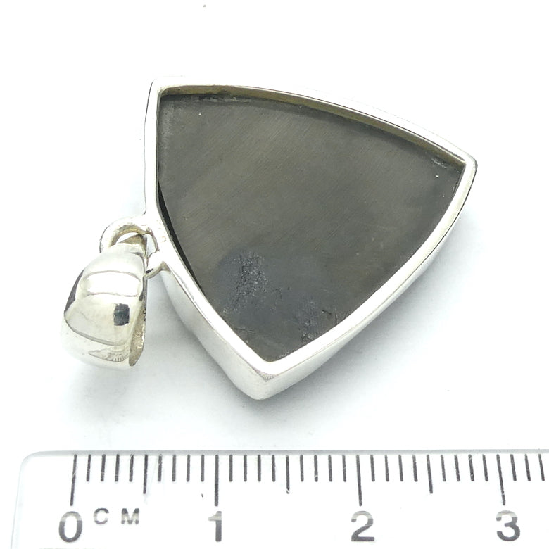 Noble Shungite Pendant | Raw Unpolished Triangle | Trilliant | 925 Sterling Silver | Major Healing Stone | Fullerenes and Buckyballs | Purify Water | Channel Calm Healing Universal Energy | Protect from EMFs | Genuine Gems from Crystal Heart Melbourne Australia since 1986