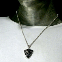 Load image into Gallery viewer, Noble Shungite Pendant | Raw Unpolished Triangle | Trilliant | 925 Sterling Silver | Major Healing Stone | Fullerenes and Buckyballs | Purify Water | Channel Calm Healing Universal Energy | Protect from EMFs | Genuine Gems from Crystal Heart Melbourne Australia since 1986