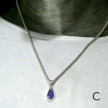 Load image into Gallery viewer, Tanzanite Gemstone Pendant  | Small Teardrop Cabochon | Bezel Set | Open Back | Nice blue violet | Good Transparency | Fascinating Veils | inclusions | 925 Sterling Silver | Achieve your spiritual potential  | Genuine Gems from Crystal Heart Melbourne since 1986