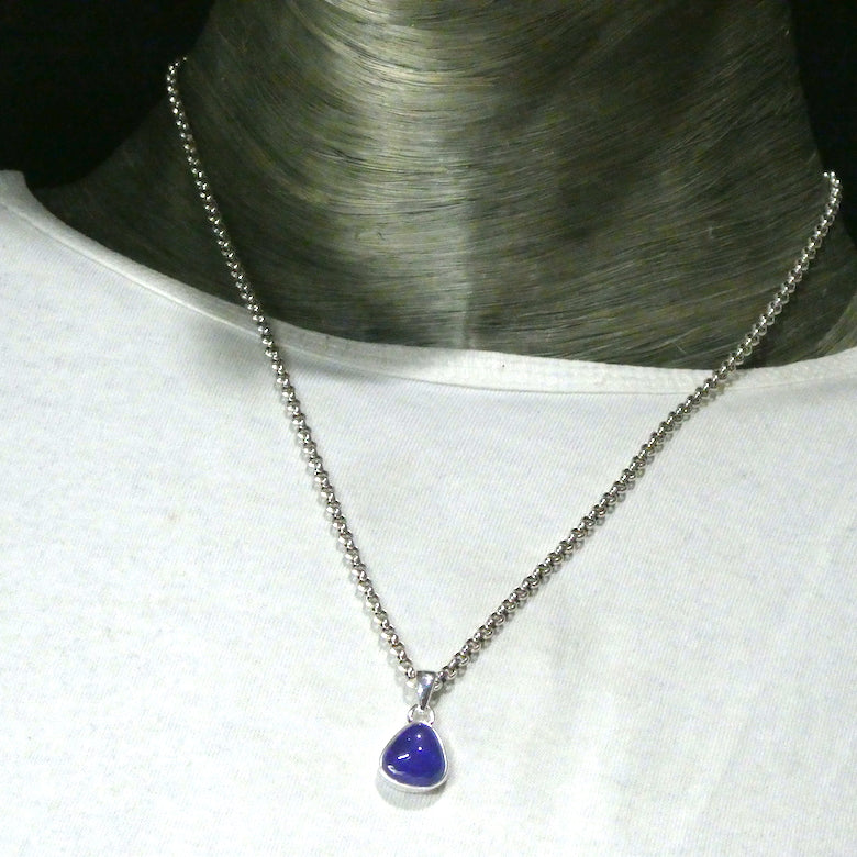 Tanzanite Gemstone Pendant  | Small  Cabochon | Bezel Set | Open Back | Nice blue violet | Good Transparency | Fascinating Veils | inclusions | 925 Sterling Silver | Achieve your spiritual potential  | Genuine Gems from Crystal Heart Melbourne since 1986