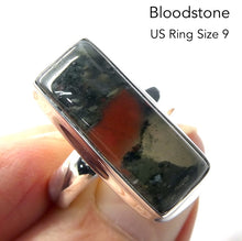 Load image into Gallery viewer, Bloodstone or Heliotrope Ring | Cabochon | US Ring Size 9 | AUS Size R1/2 | Blood Red Spots in Green Jasper | Easter Stone | 925 Sterling Silver | Kundalini Healing and transformation | Genuine Gems from Crystal Heart Melbourne Australia since 1986