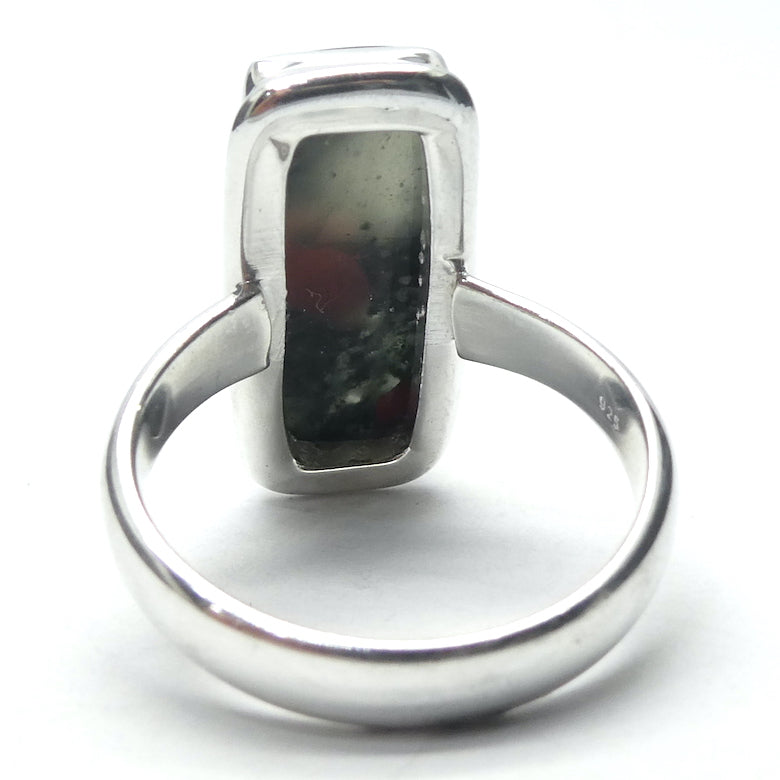 Bloodstone or Heliotrope Ring | Cabochon | Blood Red Spots in Green Jasper | Easter Stone | 925 Sterling Silver | Kundalini Healing and transformation | Genuine Gems from Crystal Heart Melbourne Australia since 1986