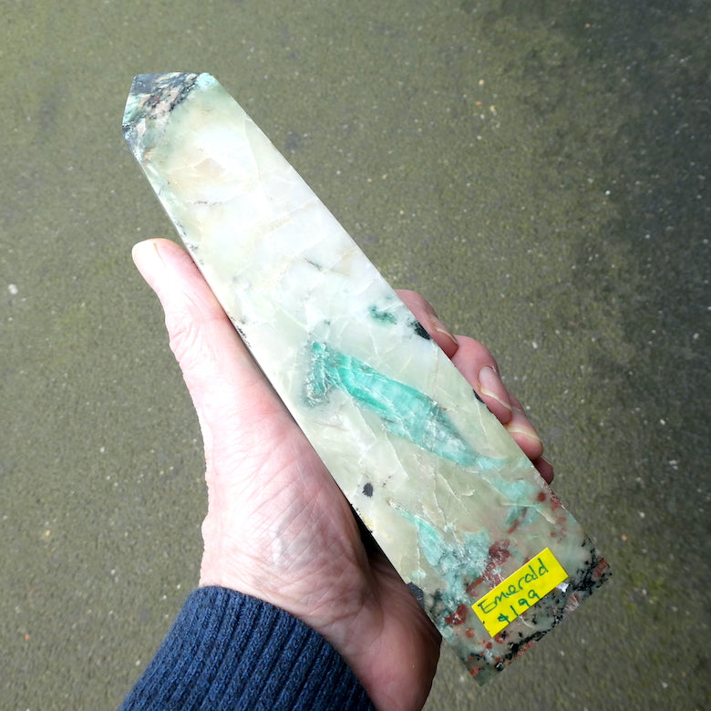 Emerald Obelisk Generator | Genuine Stone | Single Point | Large piece with well defined Emerald Crystals | Heart Healing | Inspirational | Motivating | Genuine Gems from Crystal Heart Melbourne Australia since 1986
