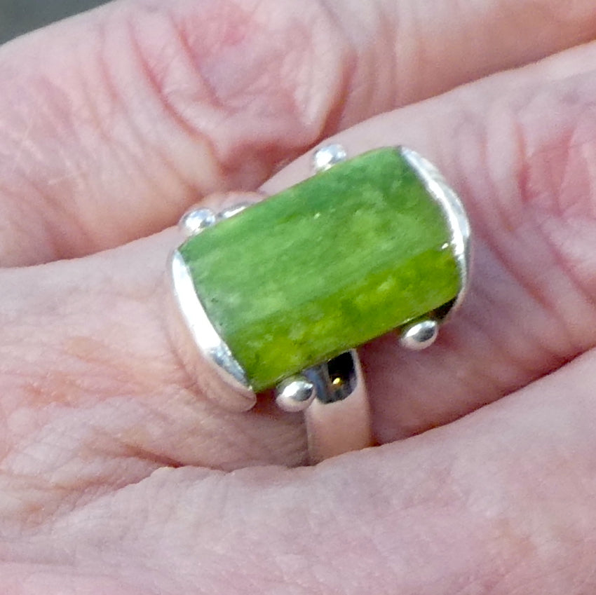 Tsavorite Green Garnet Ring| 925 Sterling Silver | Heart Healer | US Ring Size 8.25 | AUS Size Q | Genuine Gems from Crystal Heart Melbourne Australia since 1986