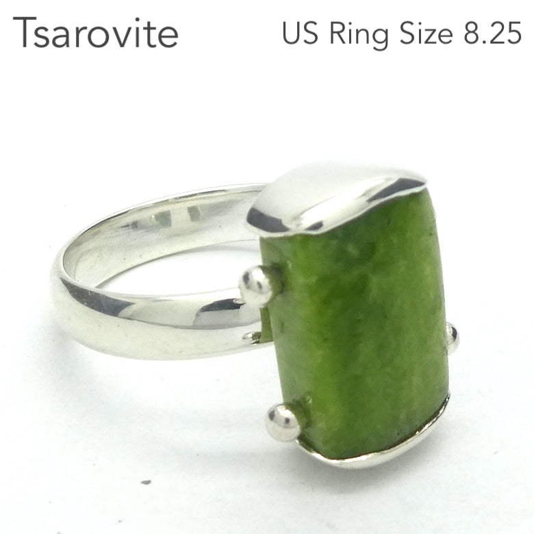 Tsavorite Green Garnet Ring| 925 Sterling Silver | Heart Healer | US Ring Size 8.25 | AUS Size Q | Genuine Gems from Crystal Heart Melbourne Australia since 1986