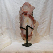 Load image into Gallery viewer, Pink Amethyst slice with Clear Quartz Centre | Custom Stand | Gentle Calming Balancing and Purifying energies | Freestanding | Pink Amethyst | Genuine Gems from Crystal Heart Melbourne Australia since 1986
