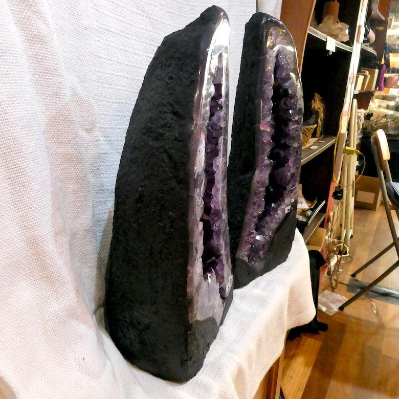 Amethyst  Cave | Matching Pair | Superb Purple | Large Crystals | Brazil |  Meditation & healing | Suit Therapy Room | Healing Centre | Genuine Gems from Crystal Heart Melbourne Australia since 1986