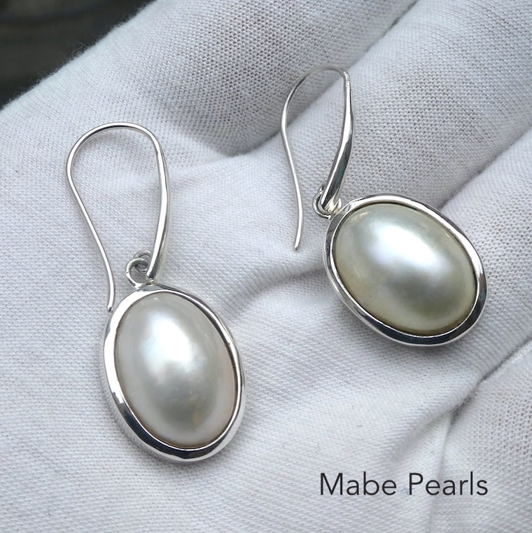 Pearl Earring, Mabe Ovals, 925 Sterling Silver